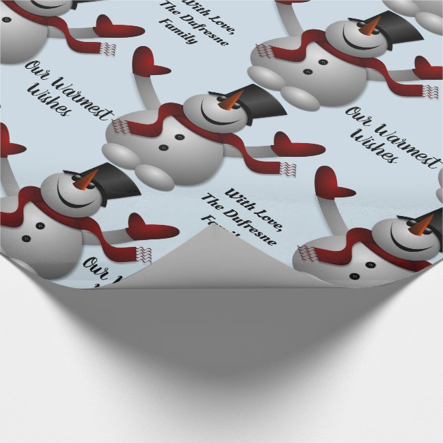 Personalised Festive Snowmen Wrapping Paper (Corner)