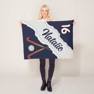 Personalised Field Hockey Blanket, Custom Name  Fleece Blanket