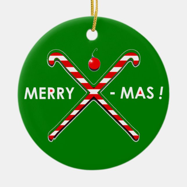 Personalised Field Hockey Gifts Ceramic Ornament (Front)