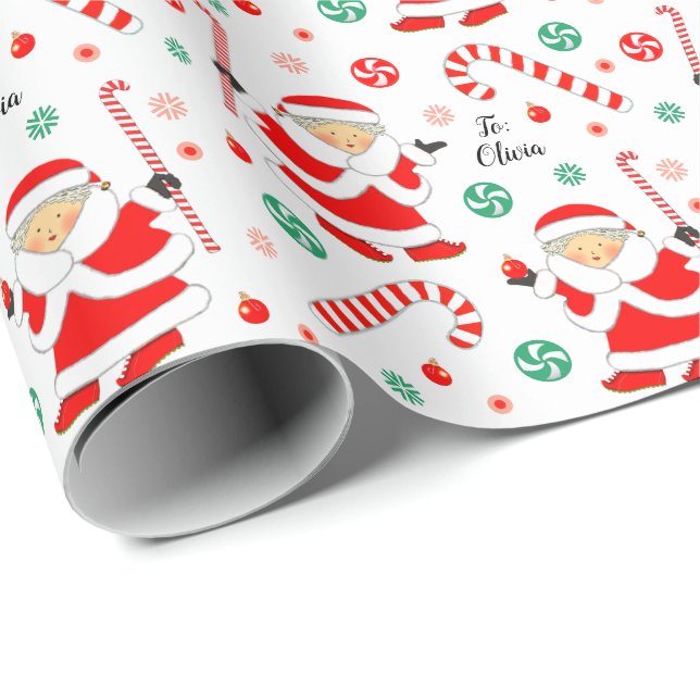 Personalised Field Hockey Holiday Gift Wrapping Paper (Roll Corner)