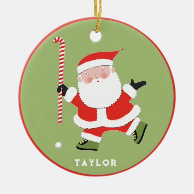 Personalised Field Hockey Keepsake Ceramic Ornament (Front)