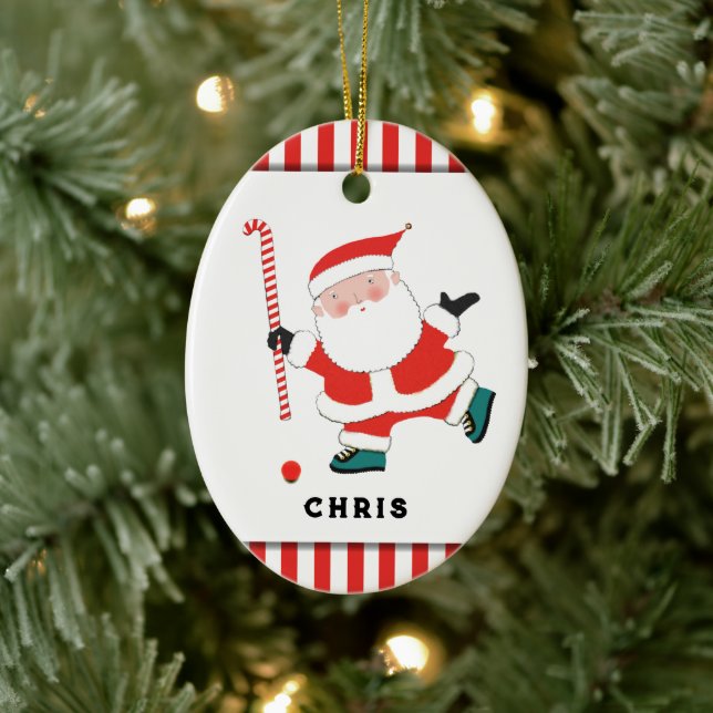 Personalised Field Hockey Keepsake Ceramic Ornament (Tree)