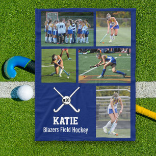 Personalised Field Hockey Photo Collage Name Team Fleece Blanket
