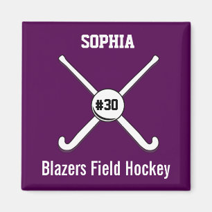 Personalised Field Hockey Team Name Jersey Number Magnet