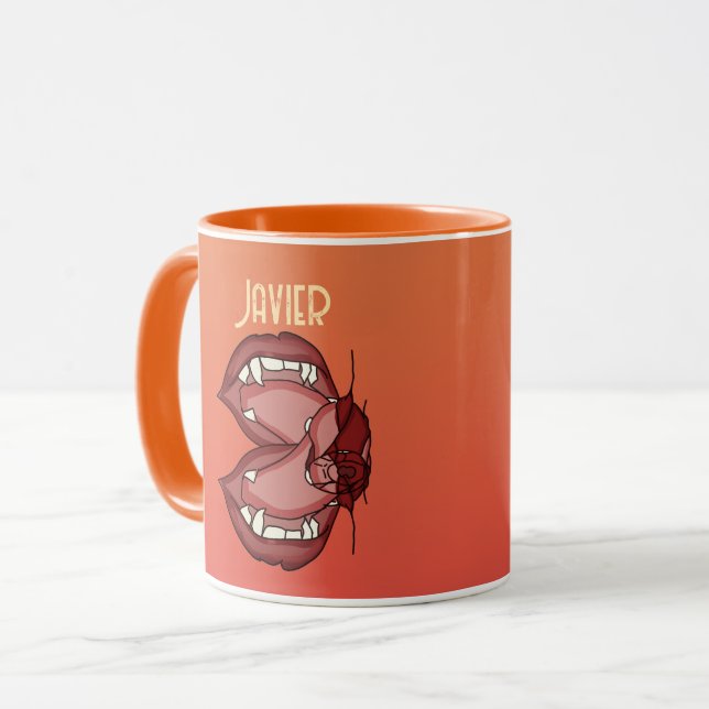 Personalised Fierce Expression of a Vampire’s Fang Mug (Front Left)