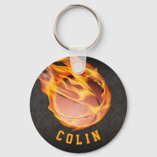 Personalised Fiery Basketball Key Ring