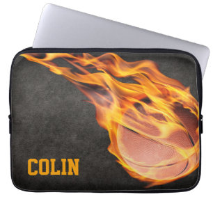 Personalised Fiery Basketball Laptop Sleeve