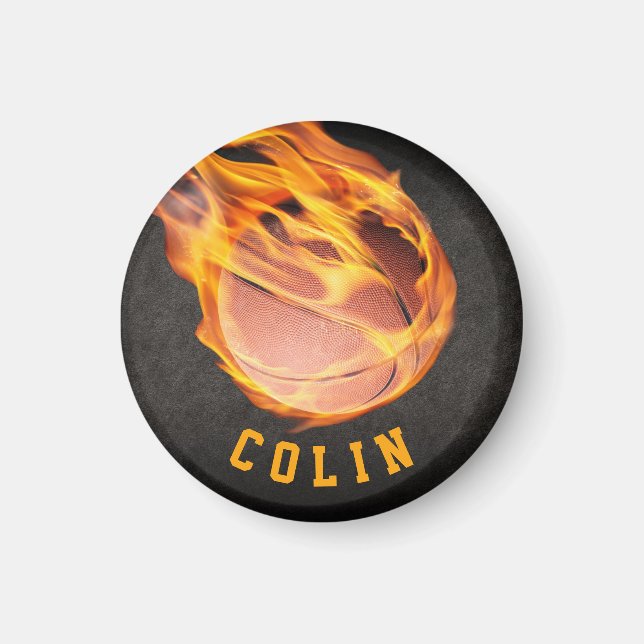 Personalised Fiery Basketball Magnet (Front)