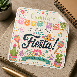 Personalised Fiesta Birthday Sticker for Girls