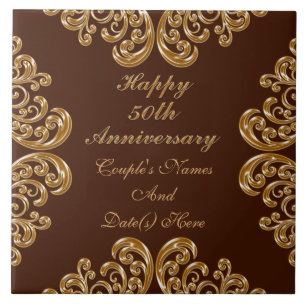 Personalised Fiftieth Anniversary Gifts for Family Ceramic Tile