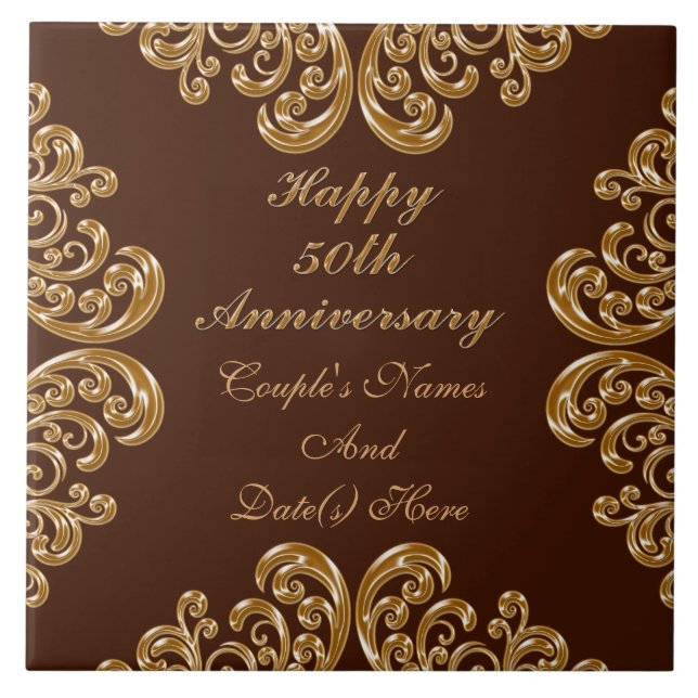 Personalised Fiftieth Anniversary Gifts for Family Ceramic Tile (Front)