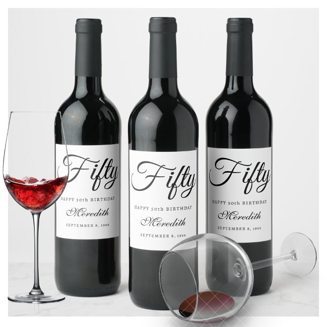 Personalised Fifty - 50th Birthday Wine Label Set (Creator Uploaded)