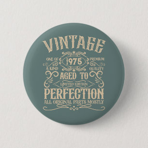 Personalised fifty vintage 50th birthday party 6 cm round badge
