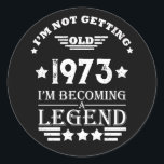 Personalised fifty vintage 50th birthday party classic round sticker<br><div class="desc">Make your birthday special with this unique design. Add a touch of sophisticated elegance to your birthday celebration with our exquisite, one-of-a-kind designs. These graphics bring sophistication and originality to any product, creating a memorable and stylish gift. They are perfect for those who appreciate a touch of timeless glamour on...</div>