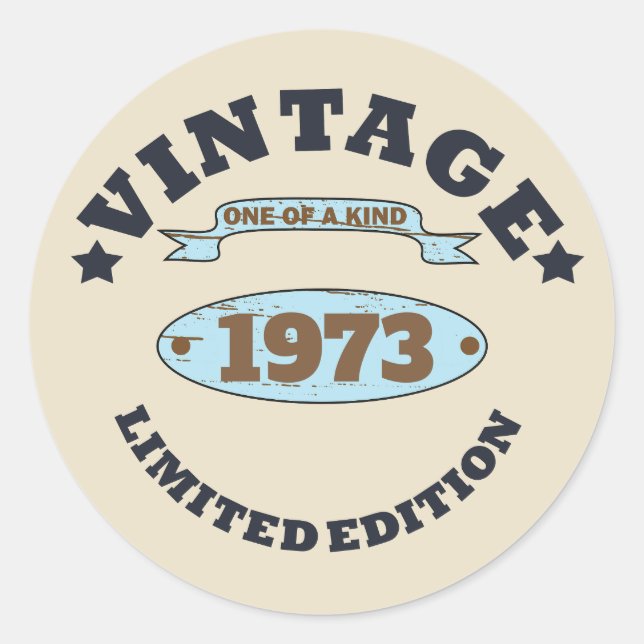 Personalised fifty vintage 50th birthday party classic round sticker (Front)