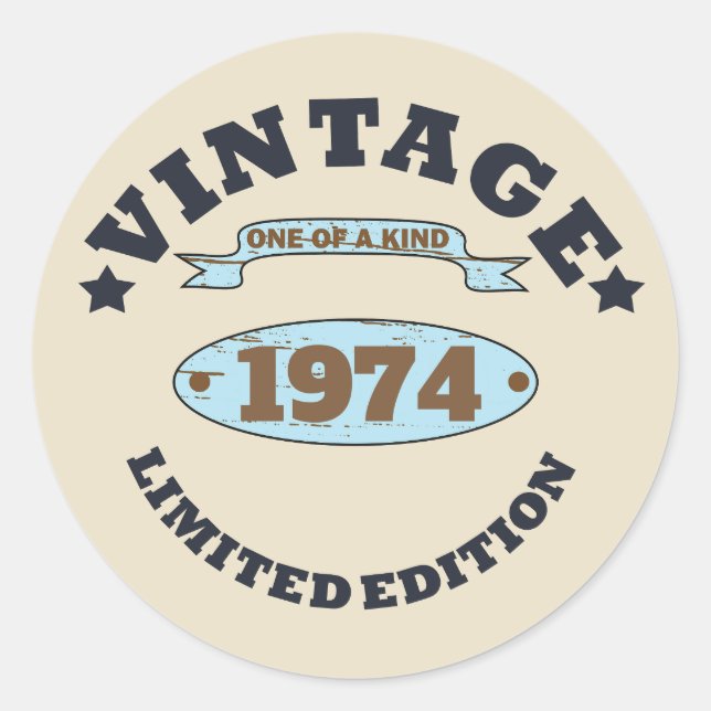 Personalised fifty vintage 50th birthday party classic round sticker (Front)