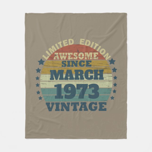 Personalised fifty vintage 50th birthday party fleece blanket (Front)