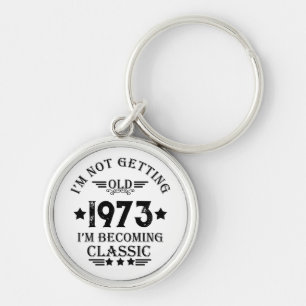Personalised fifty vintage 50th birthday party key ring