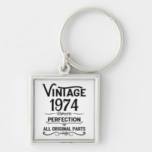 Personalised fifty vintage 50th birthday party key ring
