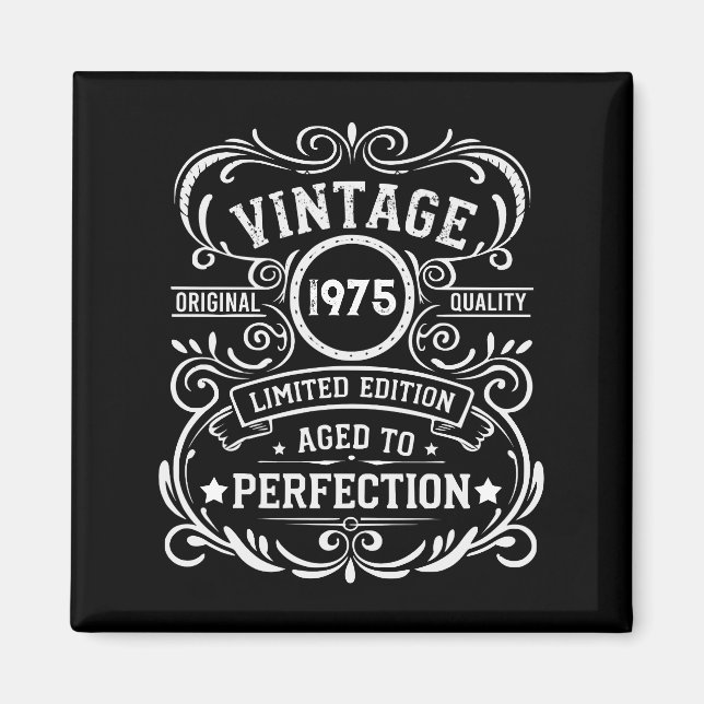 Personalised fifty vintage 50th birthday party magnet (Front)