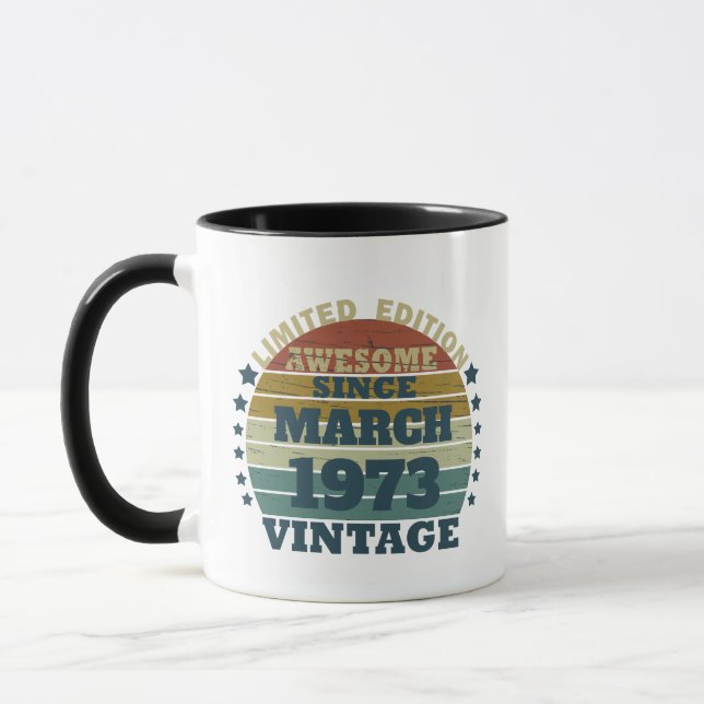 Personalised fifty vintage 50th birthday party mug (Left)