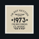 Personalised fifty vintage 50th birthday party napkin<br><div class="desc">Make your birthday special with this unique design. Add a touch of sophisticated elegance to your birthday celebration with our exquisite, one-of-a-kind designs. These graphics bring sophistication and originality to any product, creating a memorable and stylish gift. They are perfect for those who appreciate a touch of timeless glamour on...</div>