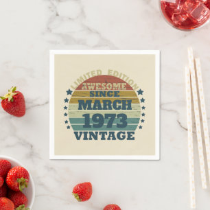 Personalised fifty vintage 50th birthday party napkin