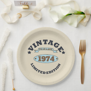 Personalised fifty vintage 50th birthday party paper plate