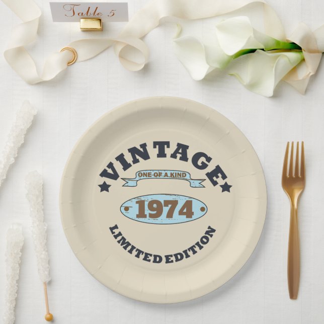 Personalised fifty vintage 50th birthday party paper plate (Wedding)