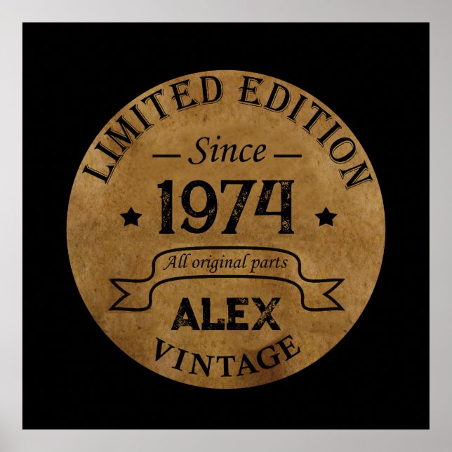 Personalised fifty vintage 50th birthday party poster (Front)