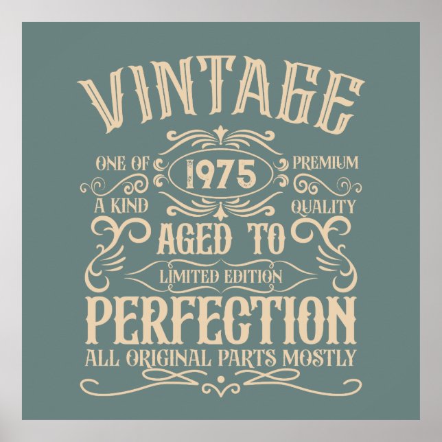 Personalised fifty vintage 50th birthday party poster (Front)