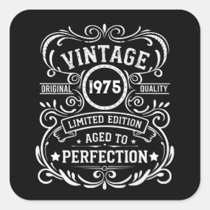 Personalised fifty vintage 50th birthday party square sticker