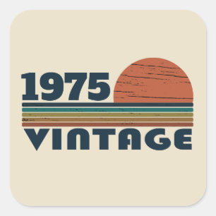 Personalised fifty vintage 50th birthday party square sticker
