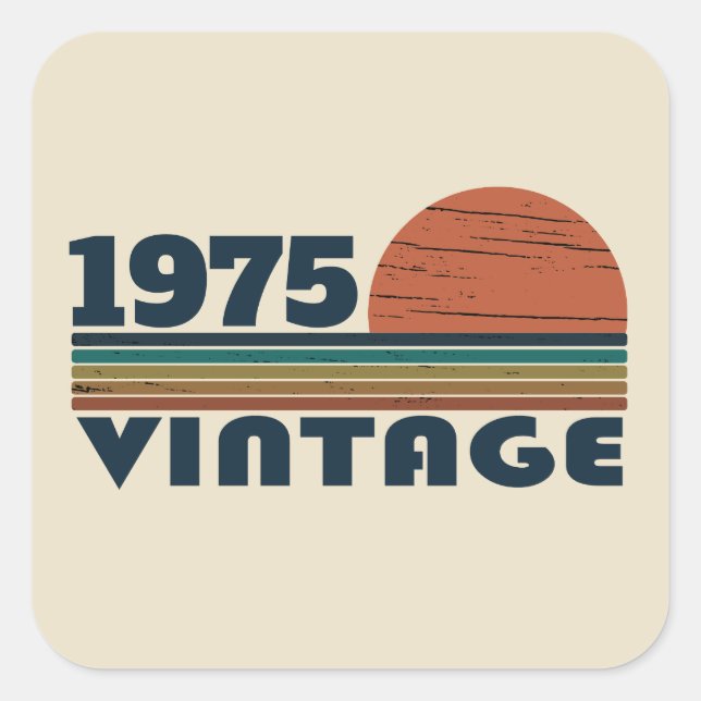 Personalised fifty vintage 50th birthday party square sticker (Front)