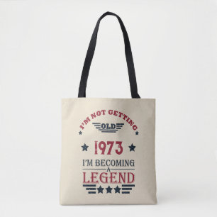 Personalised fifty vintage 50th birthday party tote bag