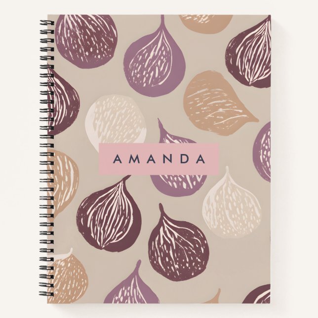 Personalised Fig Fruit Art in Warm Neutral  Notebook (Front)