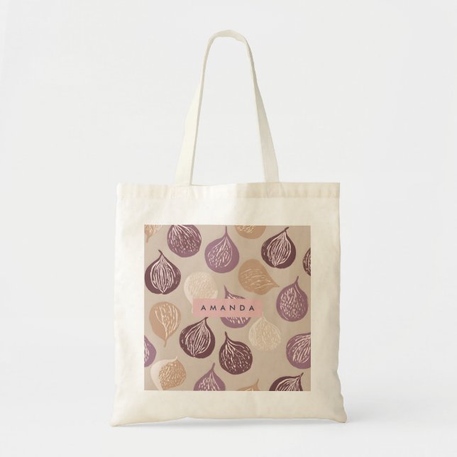 Personalised Fig Fruit Art in Warm Neutral  Tote Bag (Front)