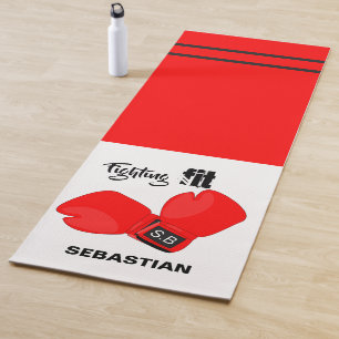 Personalised Fighting Fit   Boxing Gloves Fitness Yoga Mat