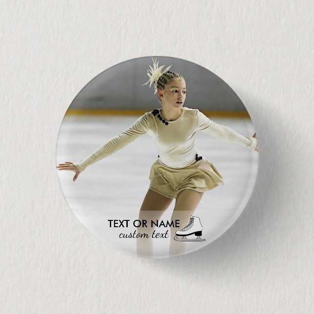 Personalised Figure Skating Custom Photo and Name 3 Cm Round Badge (Front)
