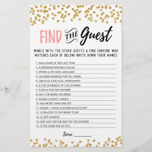 Personalised Find the guest Bridal Shower game