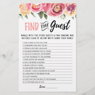 Personalised Find the guest Bridal Shower game