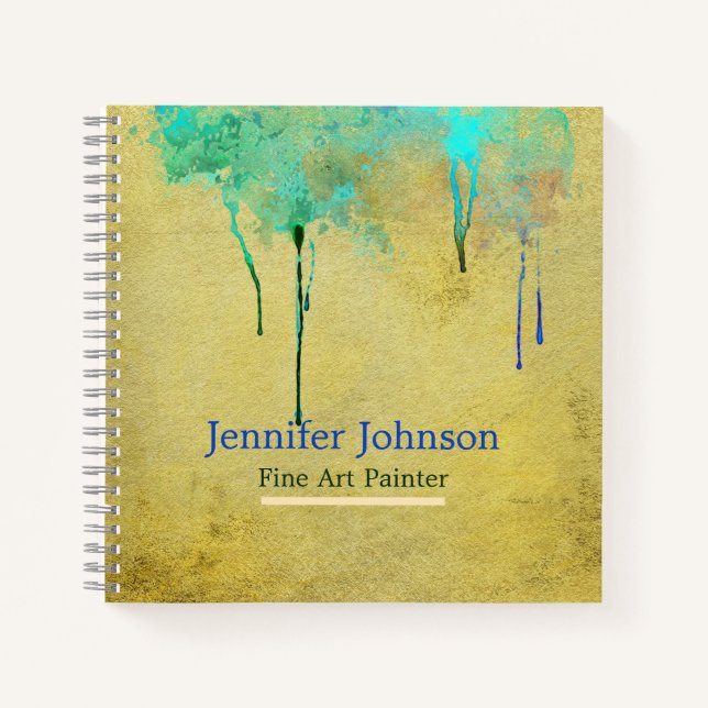 Personalised Fine Art Artist Gold Sketchbook Notebook (Front)