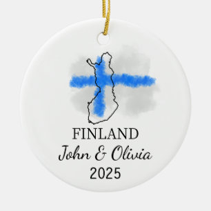 Personalised Finland Ornament, Finland Flag Gift Ceramic Ornament