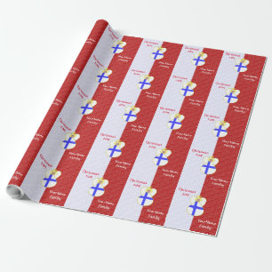 Personalised Finnish Angel Flag Red White Wrapping Paper