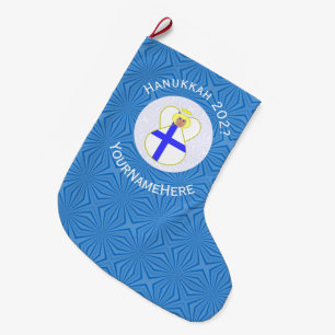 Personalised Finnish Angel Hanukkah Flag Large Christmas Stocking