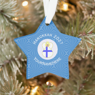 Personalised Finnish Angel Hanukkah Flag Ornament