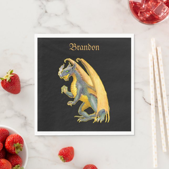 Personalised Fire Breathing Dragon Napkin (Insitu)