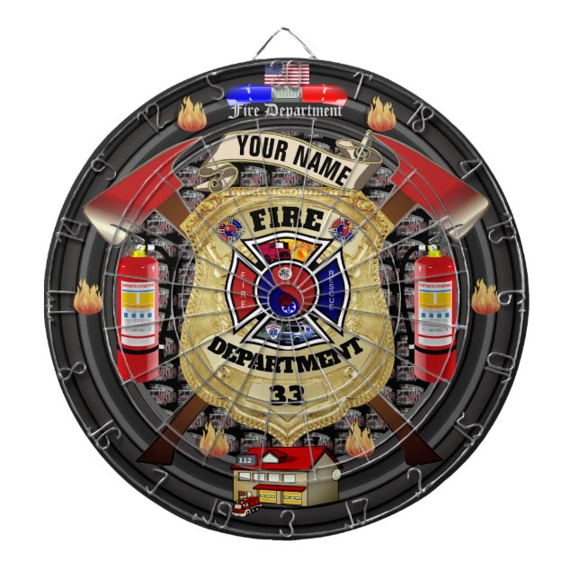Personalised Fire Department Dart Board (Front)