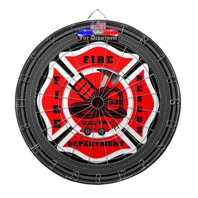 Personalised Fire Department Dartboard (Front)