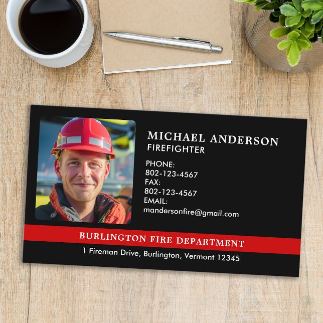 Personalised Fire Department Firefighter Photo Business Card (Creator Uploaded)